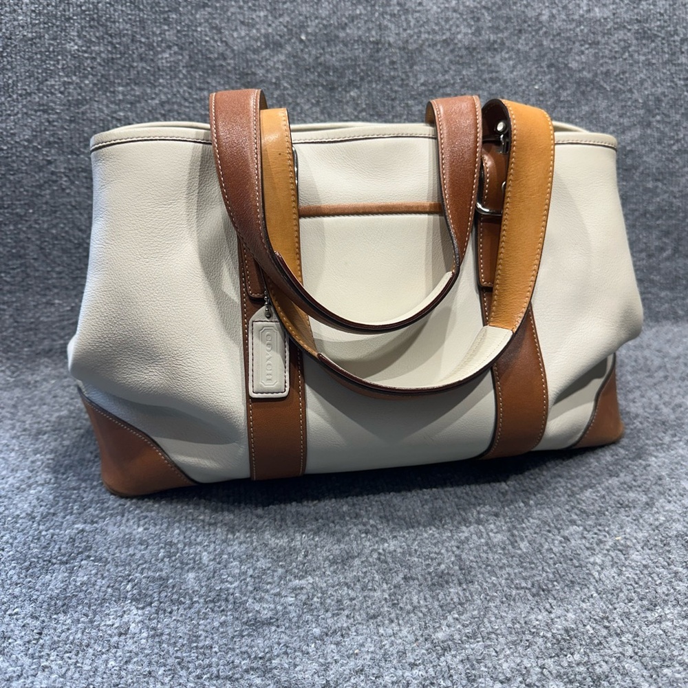 Coach Cream and Brown Signature Canvas Tote PY0099